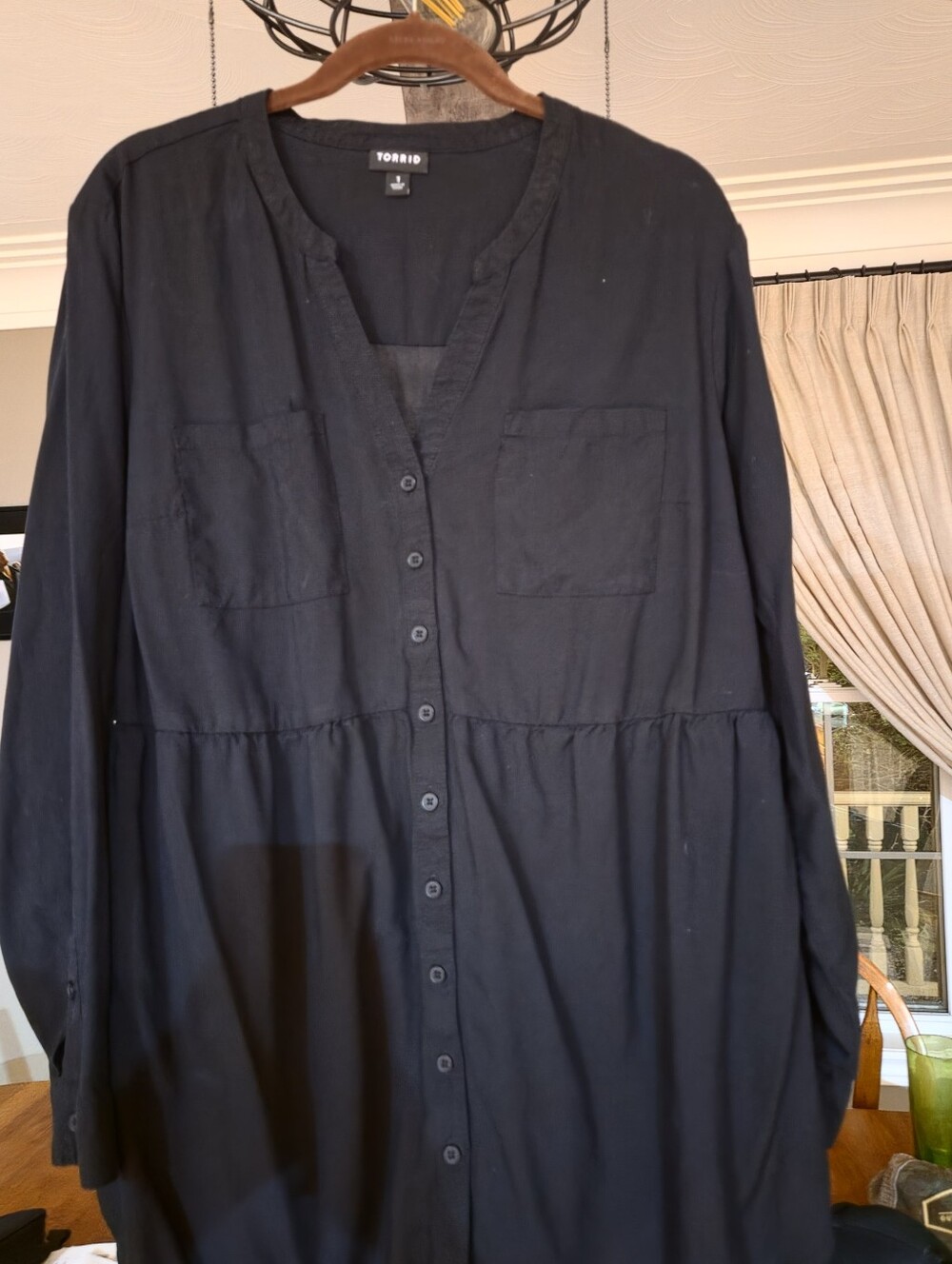 torrid Black Women's Button-Down Tunic Shirt